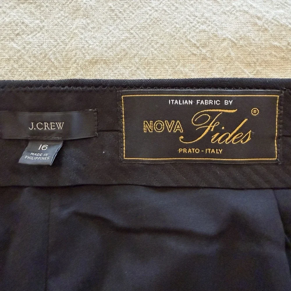 J Crew Willa Full Length Flare Pant Italian City Wool Blend Black Women 16 BK267